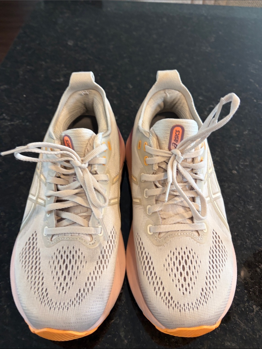 Asics Women’s Light Gray and Peach Athletic Running Shoes